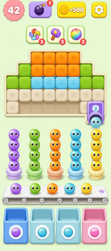 Marble Sort level 10 mid-solve board Marble Sort level 10 mid-solve board