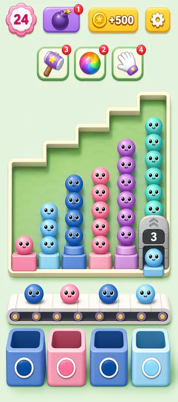 Marble Sort level 10 opening board — One Pink Too Many Marble Sort level 10 opening board — One Pink Too Many