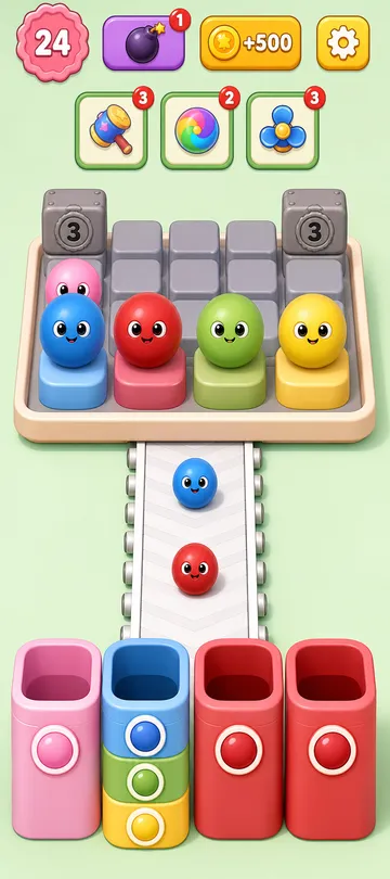 Marble Sort level 101 opening board — The Front-Row Cascade and Corner Locks Marble Sort level 101 opening board — The Front-Row Cascade and Corner Locks