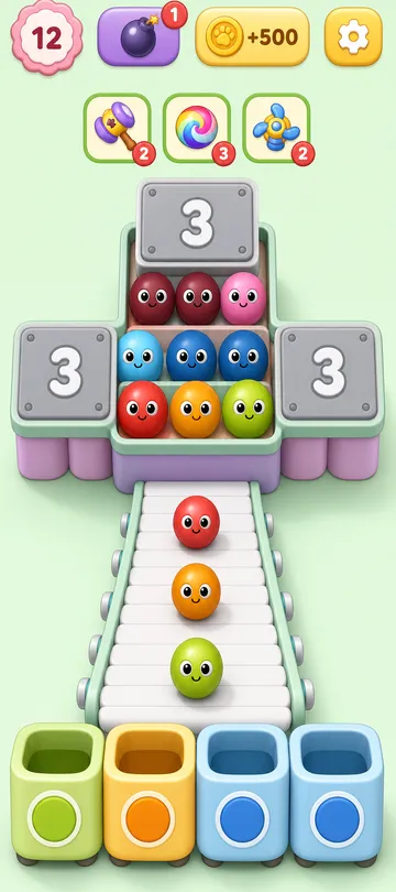 Marble Sort level 102 opening board — The Triple Panel Countdown Marble Sort level 102 opening board — The Triple Panel Countdown