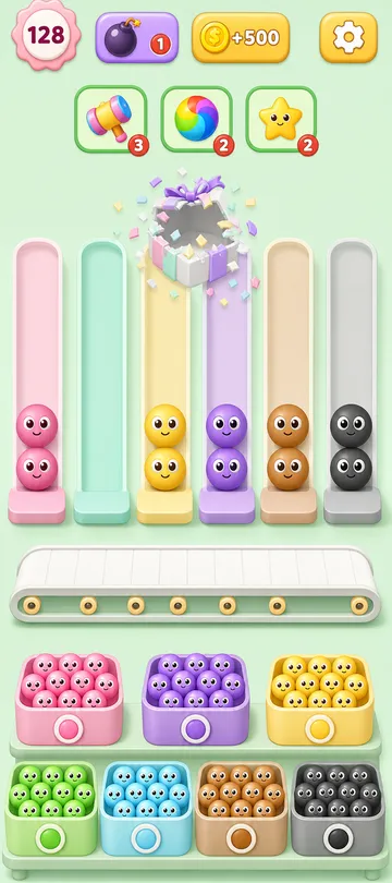 Marble Sort level 105 final board