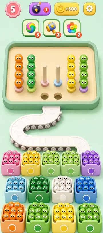 Marble Sort level 107 final board