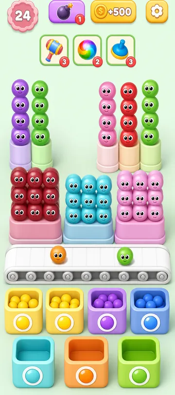 Marble Sort level 109 mid-solve board