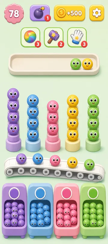 Marble Sort level 11 final board Marble Sort level 11 final board