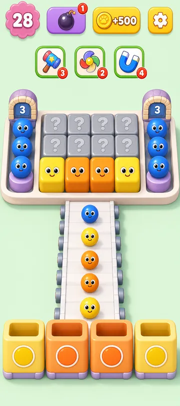 Marble Sort level 11 opening board — A Free Opening with Teeth Behind It Marble Sort level 11 opening board — A Free Opening with Teeth Behind It