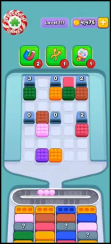 Marble Sort level 111 mid-solve board Marble Sort level 111 mid-solve board