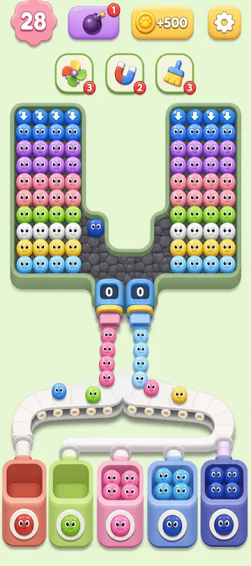 Marble Sort level 114 mid-solve board