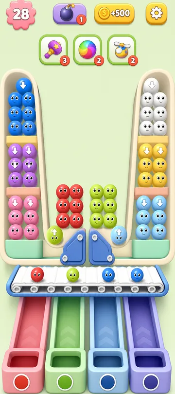 Marble Sort level 114 opening board — The U-Shape With a Locked Heart