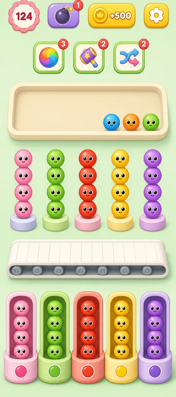 Marble Sort level 115 final board Marble Sort level 115 final board