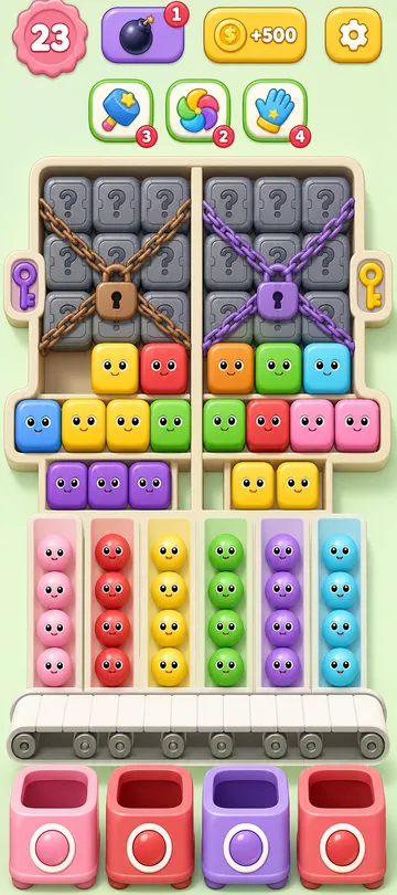 Marble Sort level 115 opening board — Two Sides, Two Locks, Zero Room Marble Sort level 115 opening board — Two Sides, Two Locks, Zero Room