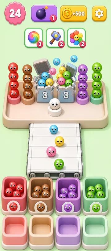 Marble Sort level 117 mid-solve board