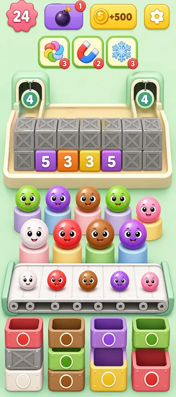 Marble Sort level 117 opening board — The Numbered Block Lockdown