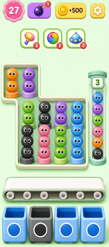 Marble Sort level 12 opening board — Three Blue Boxes, One Blue Block Marble Sort level 12 opening board — Three Blue Boxes, One Blue Block