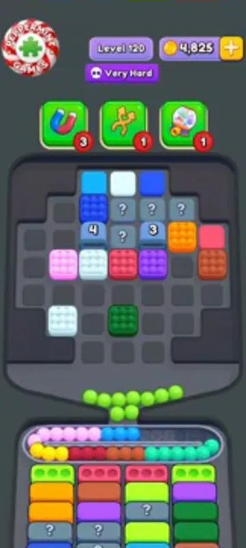 Marble Sort level 120 mid-solve board