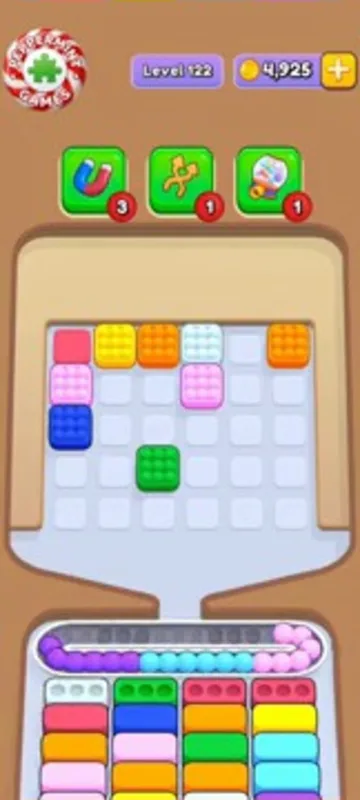 Marble Sort level 122 mid-solve board