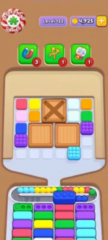 Marble Sort level 122 opening board — The Double Crate Lock