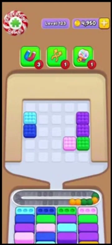 Marble Sort level 123 mid-solve board