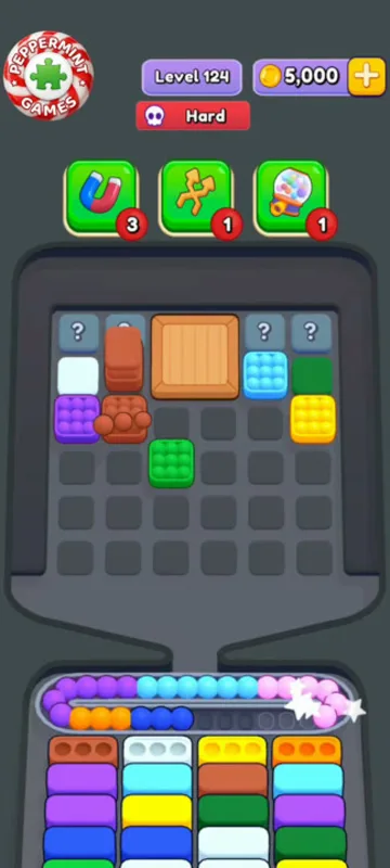 Marble Sort level 124 mid-solve board