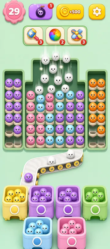 Marble Sort level 125 mid-solve board