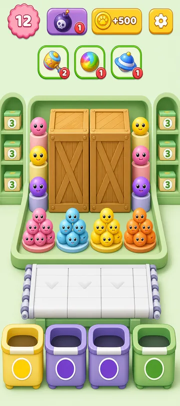 Marble Sort level 125 opening board — The Giant Crate Roadblock