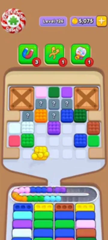 Marble Sort level 126 opening board — The Mystery-Stack Middle