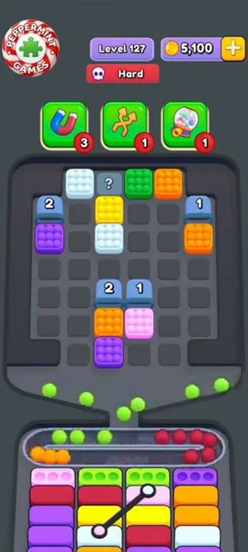 Marble Sort level 127 mid-solve board