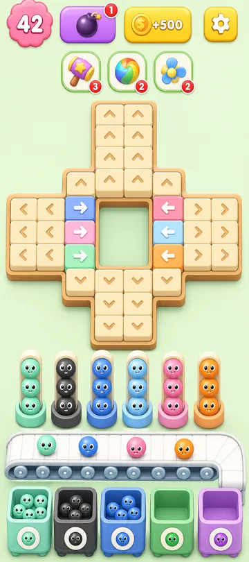Marble Sort level 129 mid-solve board