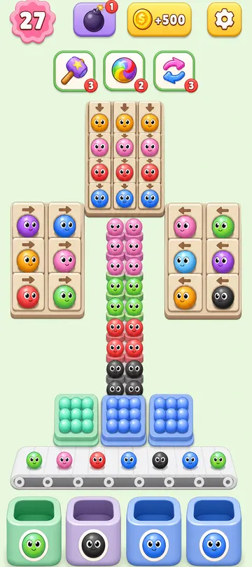 Marble Sort level 129 opening board — The Locked Cross
