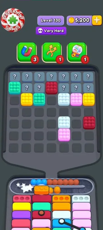 Marble Sort level 130 mid-solve board