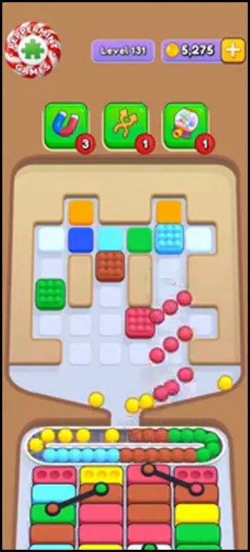 Marble Sort level 131 mid-solve board Marble Sort level 131 mid-solve board