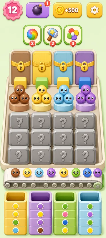 Marble Sort level 133 opening board — The Mystery Box Wall Marble Sort level 133 opening board — The Mystery Box Wall