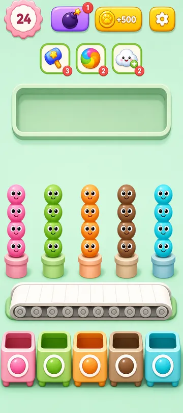 Marble Sort level 135 final board