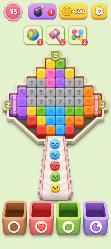 Marble Sort level 136 mid-solve board Marble Sort level 136 mid-solve board