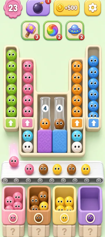 Marble Sort level 137 mid-solve board Marble Sort level 137 mid-solve board