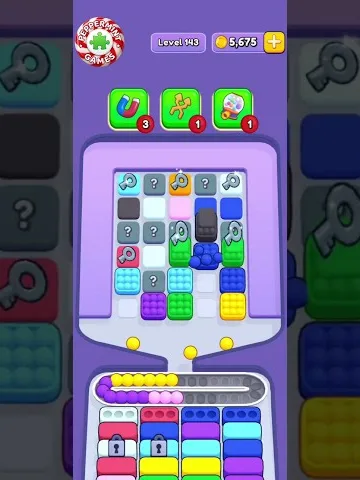 Marble Sort level 143 opening board — Mystery Tiles and a Left-Side Crate