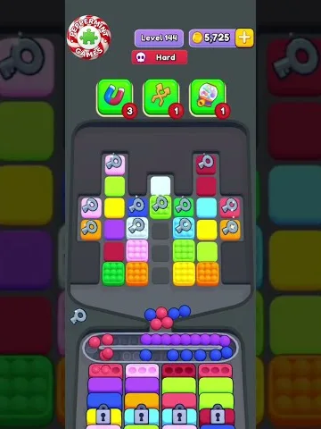 Marble Sort level 144 opening board — Locked Crates Before Color