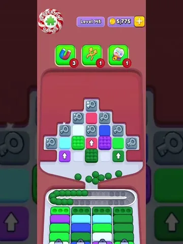 Marble Sort level 145 opening board — The Locked Box and the Green Stream