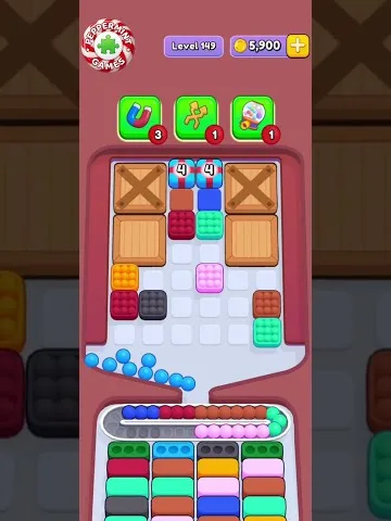 Marble Sort level 149 opening board — Eight Colors, Four Hidden Targets Marble Sort level 149 opening board — Eight Colors, Four Hidden Targets