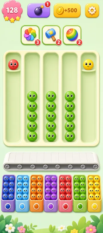 Marble Sort level 15 final board