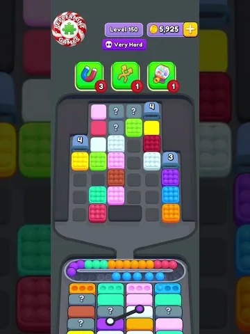 Marble Sort level 150 opening board — Crates, Mystery Tiles, and a Full Belt