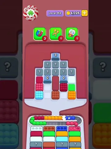 Marble Sort level 152 opening board — Hidden Behind the Mystery Tiles