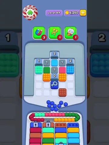 Marble Sort level 159 opening board — Mystery Tiles Over a Loaded Belt