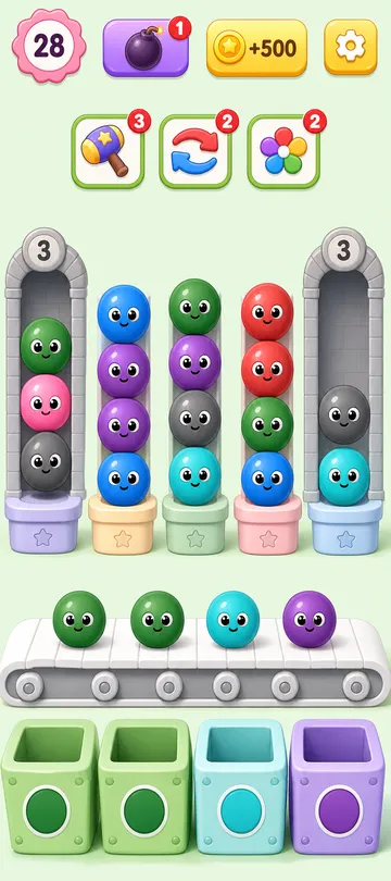 Marble Sort level 16 opening board — Forced Parking and the Double Tunnel Trap Marble Sort level 16 opening board — Forced Parking and the Double Tunnel Trap