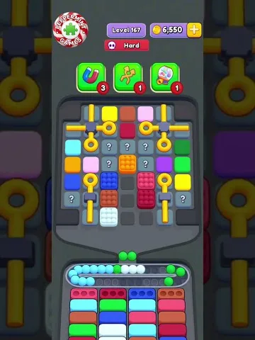 Marble Sort level 167 opening board — Mystery Tiles Behind Wooden Crates