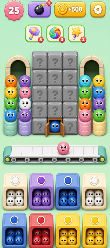 Marble Sort level 17 mid-solve board