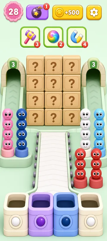 Marble Sort level 17 opening board — The Giant Gray Wall