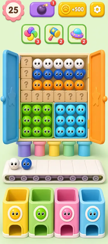 Marble Sort level 18 mid-solve board Marble Sort level 18 mid-solve board