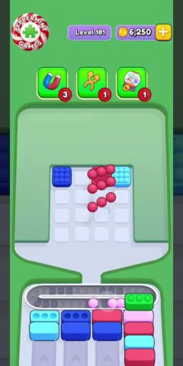 Marble Sort level 181 mid-solve board