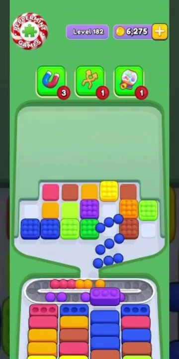 Marble Sort level 182 mid-solve board