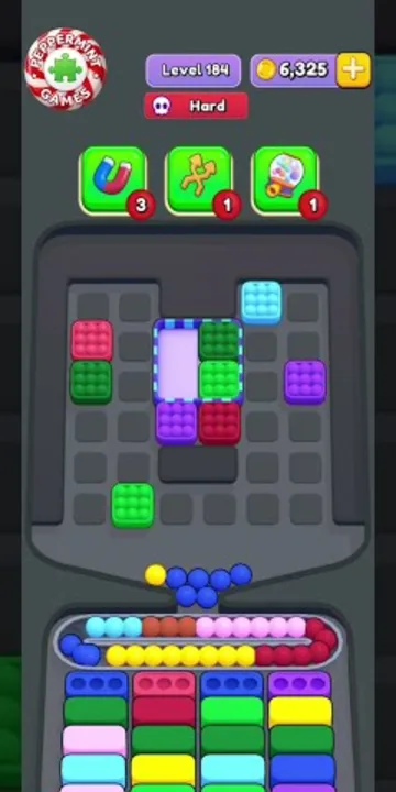 Marble Sort level 184 mid-solve board